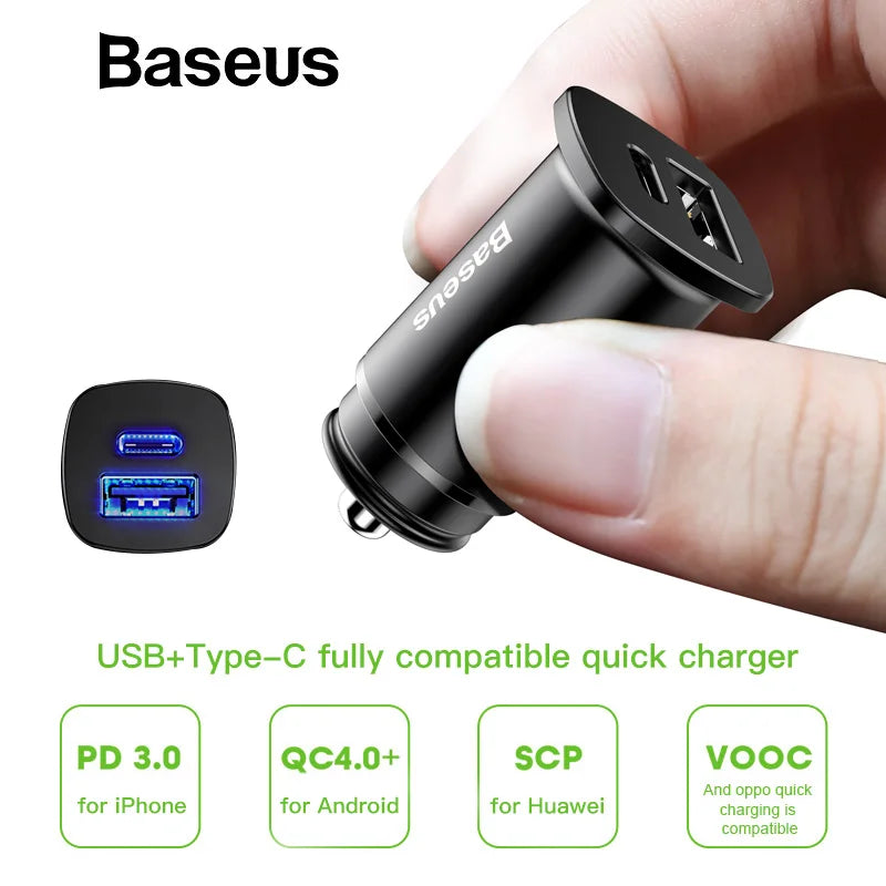 Baseus 30W Dual USB-C Car Charger