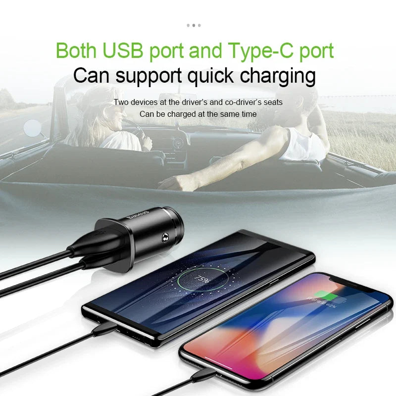 Baseus 30W Dual USB-C Car Charger